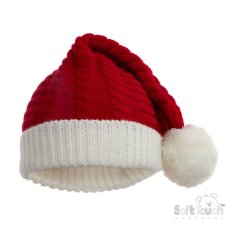 H694-X: Cable Santa Hat with Pom Pom (0-12M)